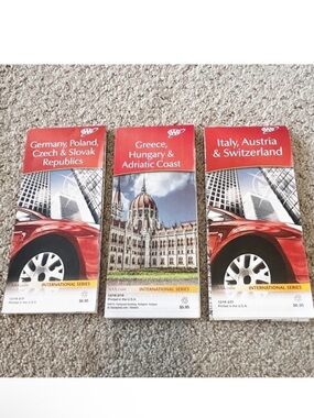 AAA Travel Map Italy Austria Switzerland Greece Hungry Adriatic Coast Germany 3x